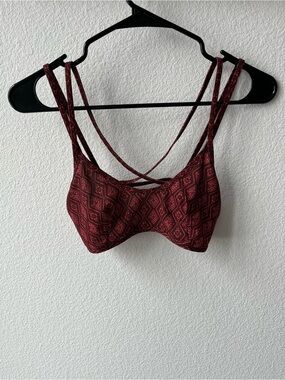 Red Batik geometric bralette, criss-cross straps, Free People, Intimately